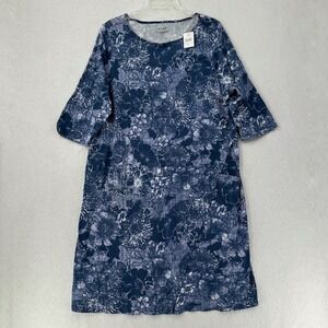NWT Pure J‎ Jill Women's Faux Wrap Dress Size XL Blue Floral Boho Pockets Travel